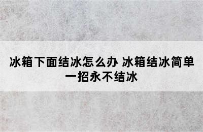 冰箱下面结冰怎么办 冰箱结冰简单一招永不结冰